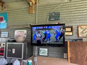 May be an image of dartboard, television and text